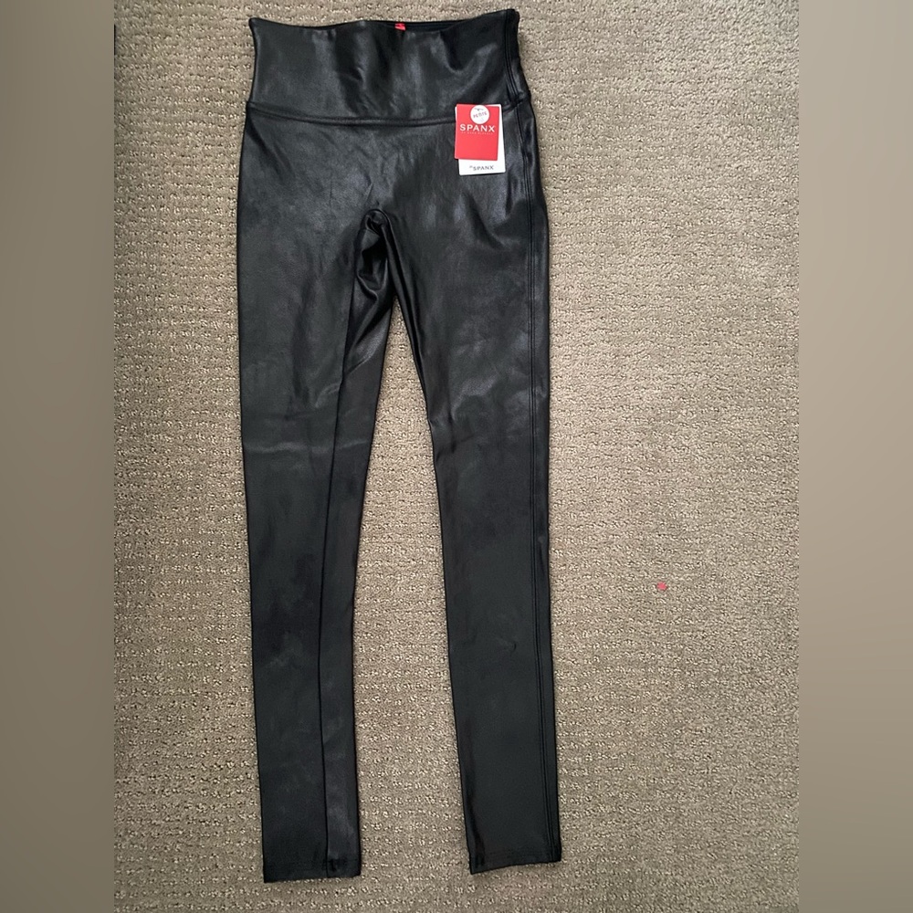 Spanx Black Faux Leather Pants Small Petite